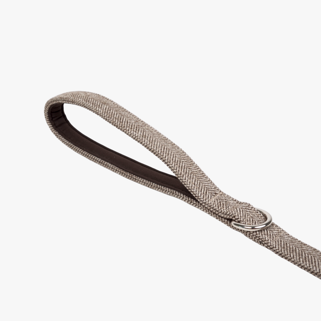 Padded handle loop and D-ring on the mocca Elma dog leash