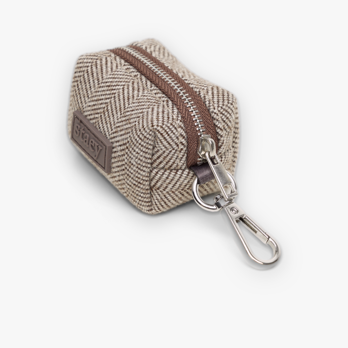 Elma poop bag holder seen from the side with its zip closure