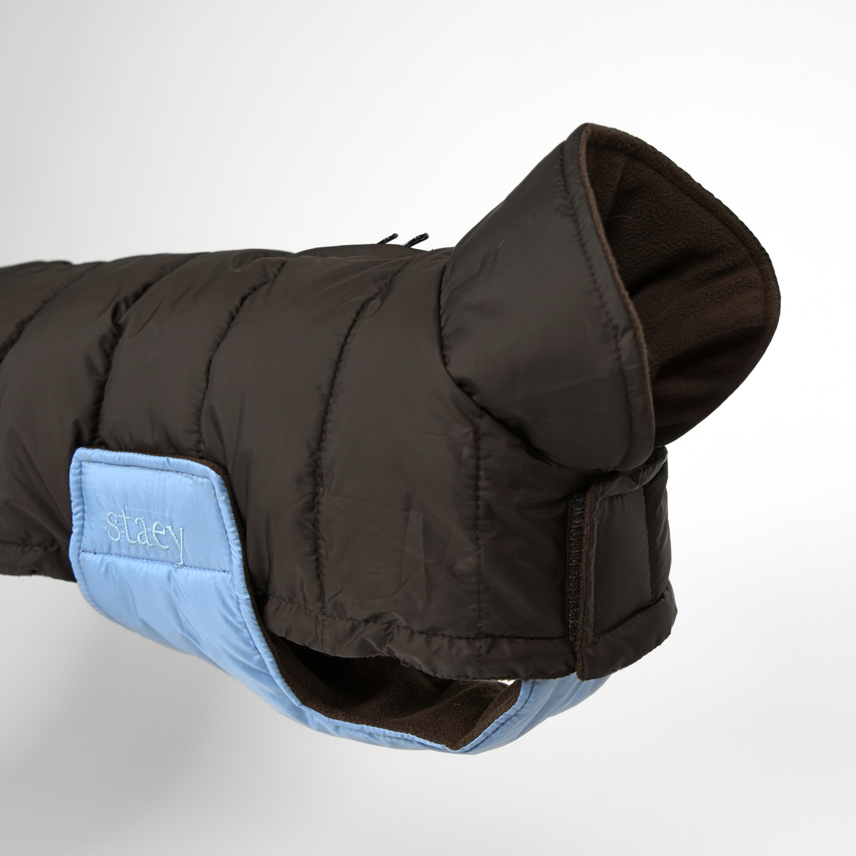 Nora Dog Coat | Espresso/Sky Blue