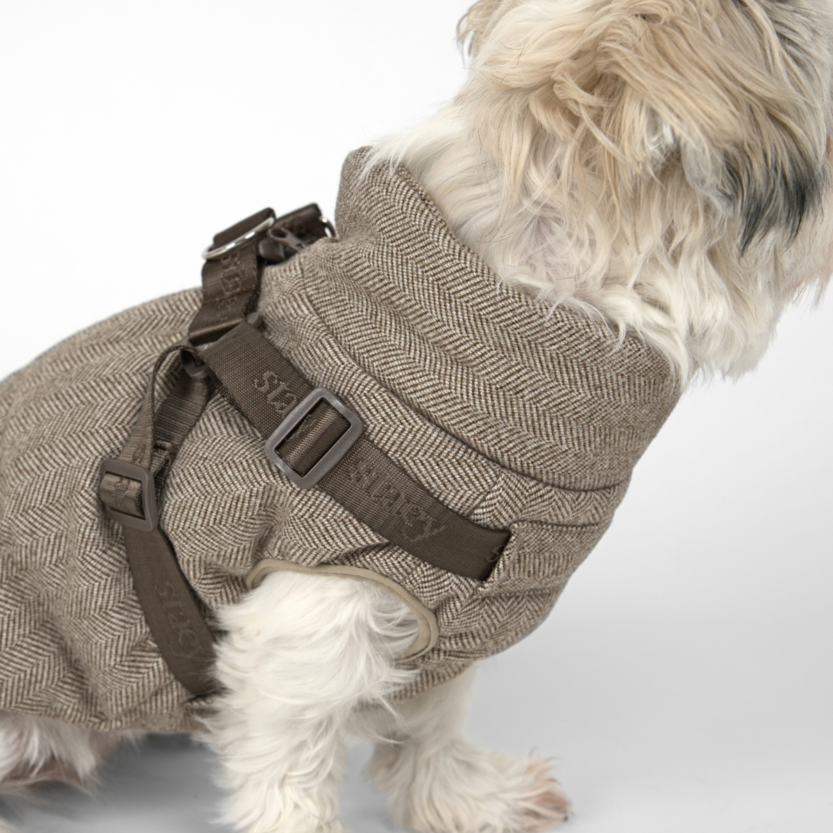 Vera Dog Coat w. Harness | Herringbone Mocca