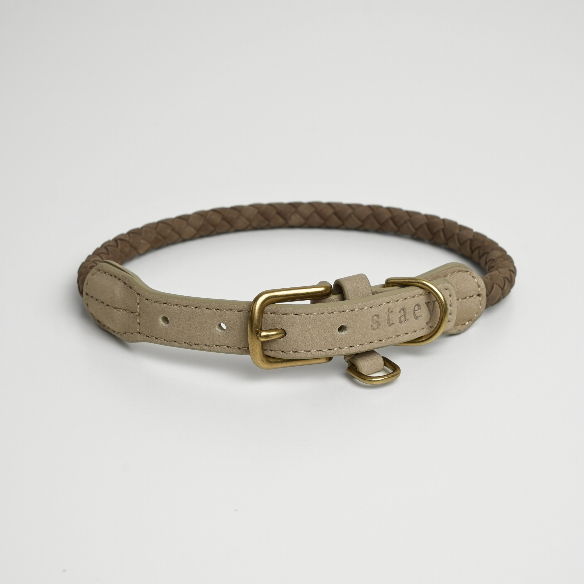 Kaia Flettet Hundehalsbånd | Taupe 