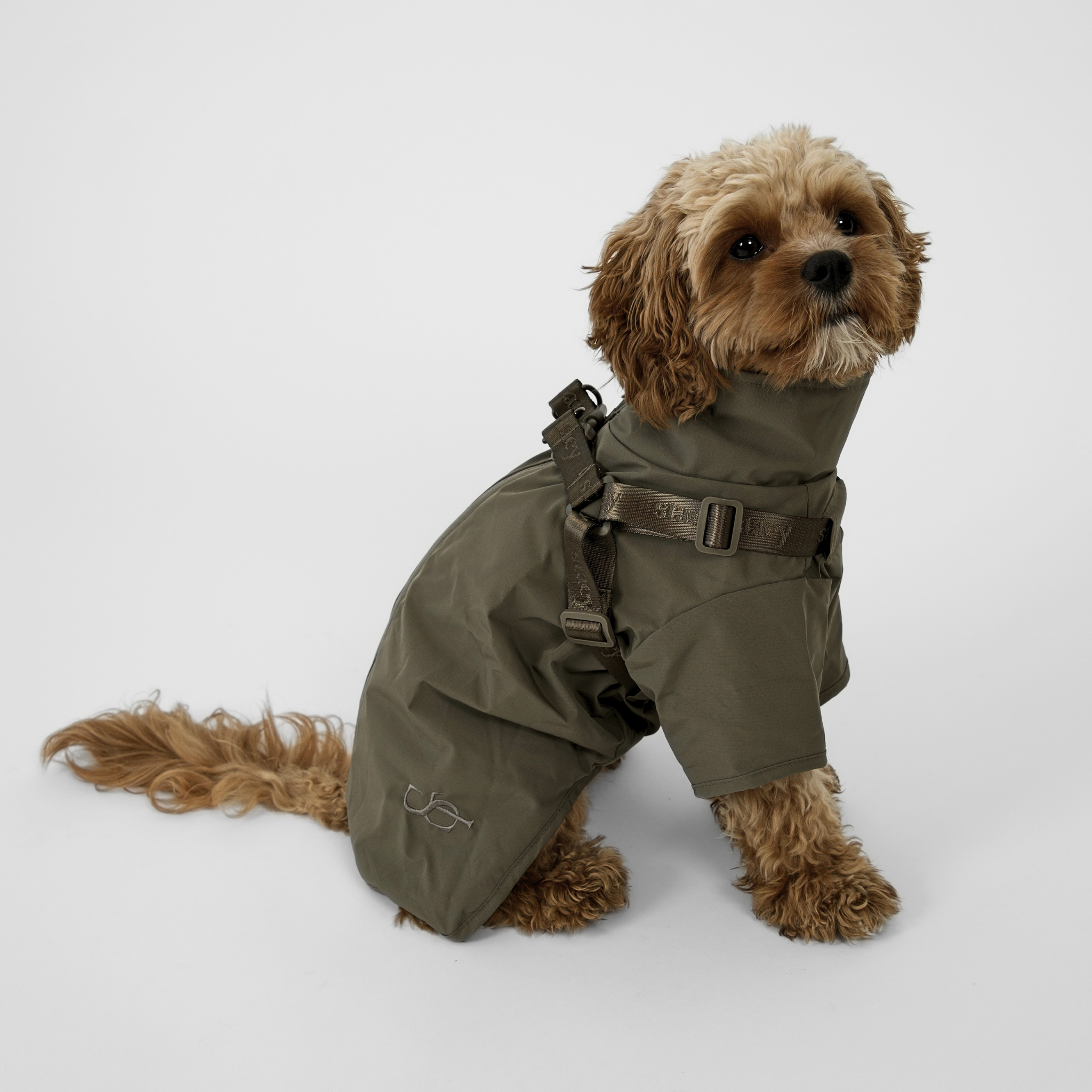Leva Dog Rain Coat w. Harness | Moss Green